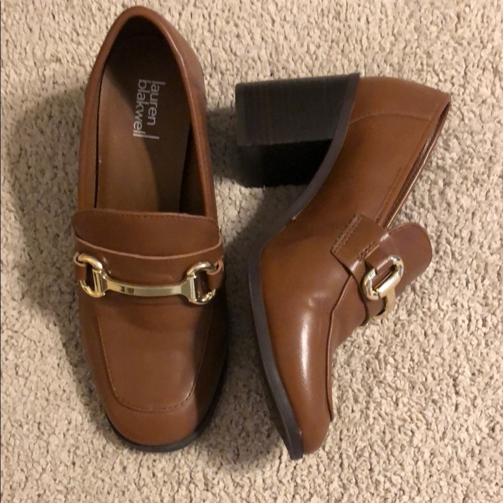 Sophisticated Brown with Gold Horsebit Women’s Wedge Heels.
